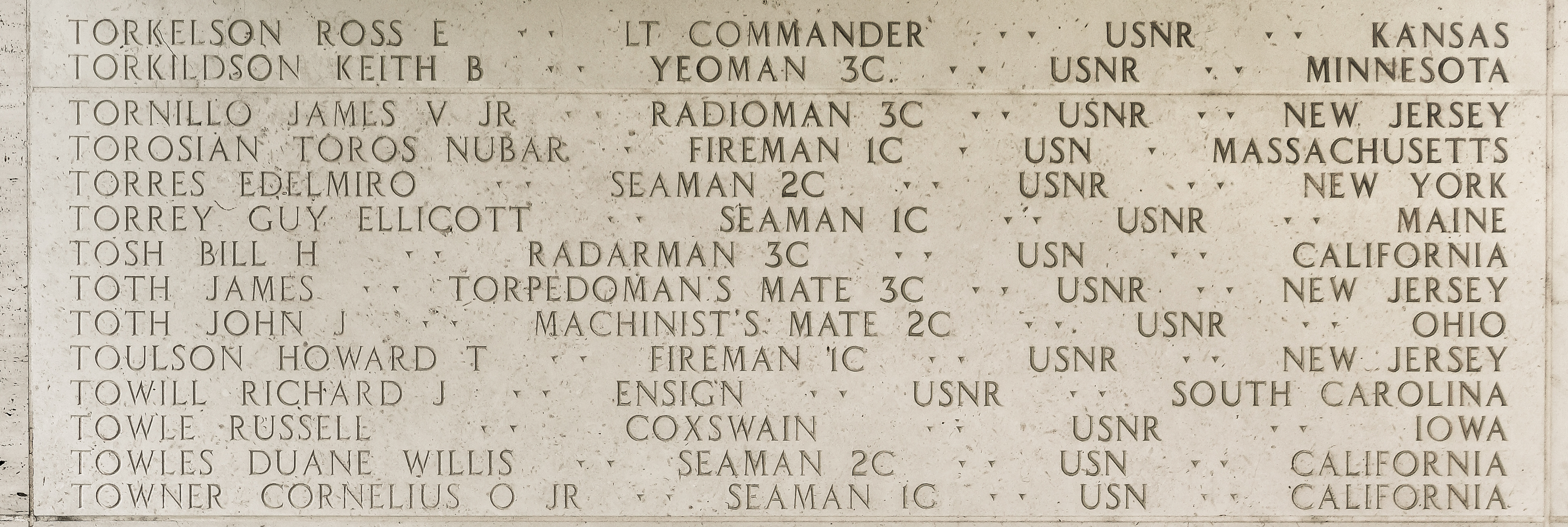 Bill H. Tosh, Radarman Third Class